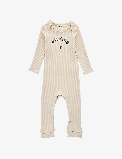 CLAUDE & CO: Milking It organic cotton-blend baby grow 0-12 months