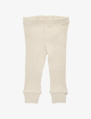 Claude & Co. Babies' Ribbed Cuffed Organic Cotton-blend Leggings 0-12 Months In Oat