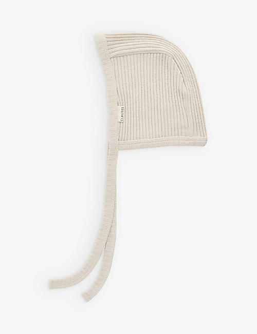 CLAUDE & CO: Ribbed organic cotton-blend bonnet 0-6 months