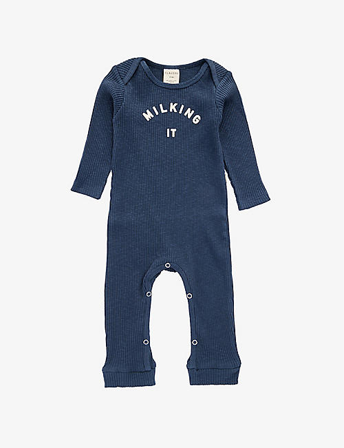 CLAUDE & CO: Milking It organic cotton-blend baby grow 0-12 months