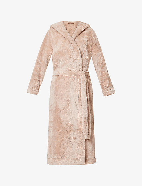 SKIN: Wynter hooded fleece recycled-polyester robe
