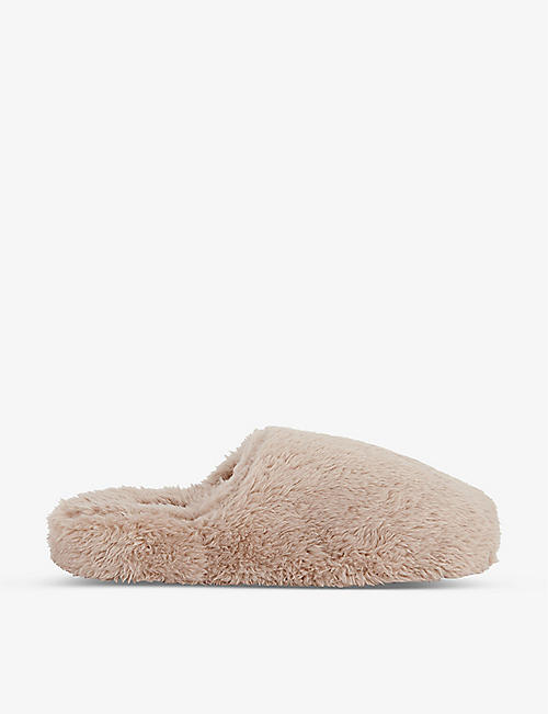 SKIN: Plush recycled-polyester mule slippers