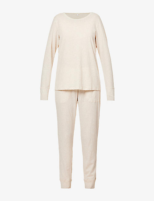 SKIN: Cassandra marl-pattern organic-cotton pyjamas