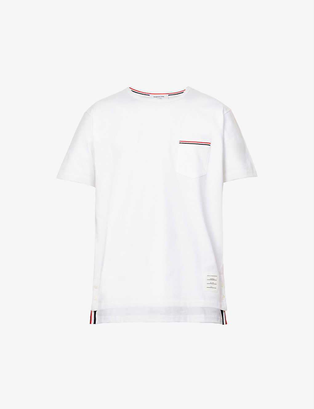 Shop Thom Browne Mens White Patch-pocket Relaxed-fit Cotton-jersey T-shirt