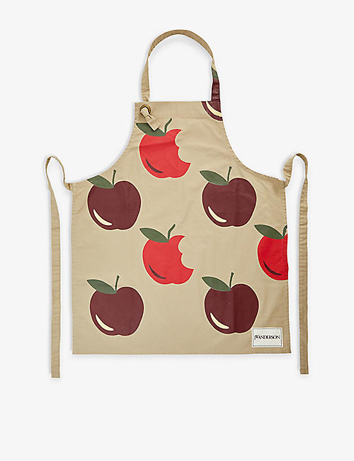 JW ANDERSON: Brand-appliqué fruit-print cotton apron