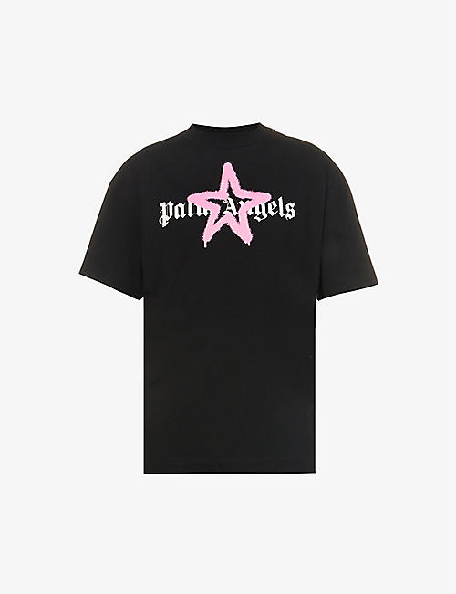 PALM ANGELS: 星星图案印花平纹针织棉 T 恤