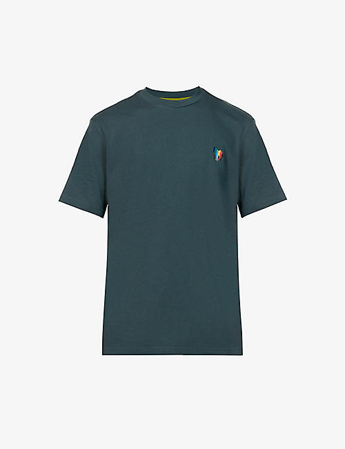 PS BY PAUL SMITH: Zebra-embroidered relaxed-fit organic-cotton jersey T-shirt