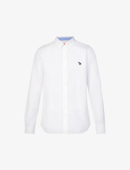 PS BY PAUL SMITH: Zebra-embroidered slim-fit cotton shirt