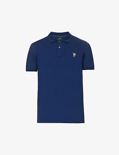 PS BY PAUL SMITH: Zebra-embroidered stretch-organic cotton polo shirt