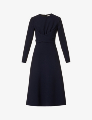 EMILIA WICKSTEAD: Elta cross-over pattern stretch-woven midi dress