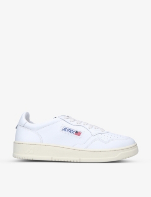 Shop Autry Men's White Medalist Low-top Leather Trainers