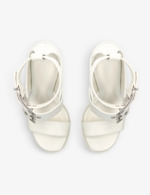 MCQUEEN: Punk buckle-embellished leather platform sandals