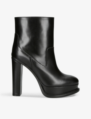 ALEXANDER MCQUEEN PANELLED LEATHER PLATFORM ANKLE BOOTS,62848870