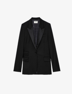 Zadig & Voltaire Women's Venus Peak Lapel Virgin Wool Blend Blazer In Noir
