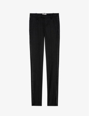 Shop Zadig & Voltaire Zadig&voltaire Women's Noir Prune Split Mid-rise Woven Trousers