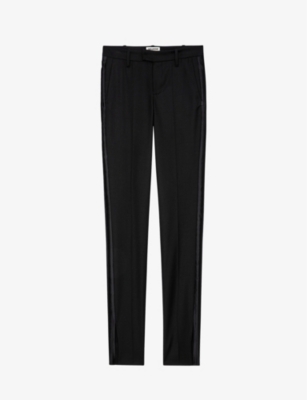 Zadig & Voltaire Prune Split Mid-rise Woven Trousers In Noir