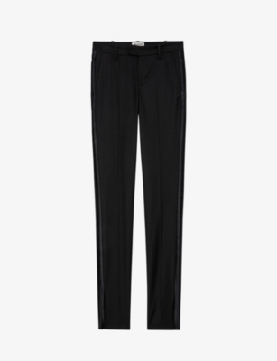 ZADIG & VOLTAIRE ZADIG&VOLTAIRE WOMEN'S NOIR PRUNE SPLIT MID-RISE WOVEN TROUSERS,62852136