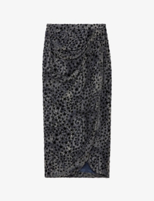 Zadig & Voltaire Zadig&voltaire Womens Noir Jamelia Paisley-print Star-appliqué Woven Midi Dress In Noir