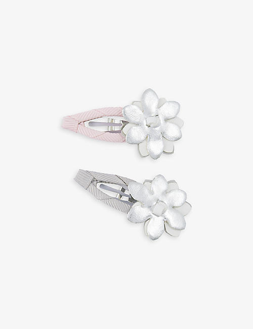 THE LITTLE WHITE COMPANY: Flower-shape woven hair clips set of two
