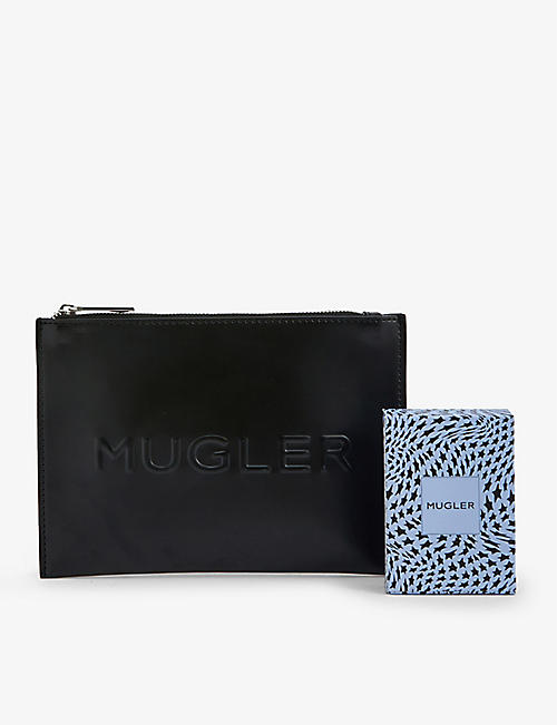 MUGLER: Branded faux-leather playing cards set