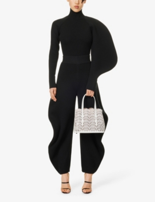 Alaïa Alaia White Mina Laser-cut Leather Top-handle Bag In White