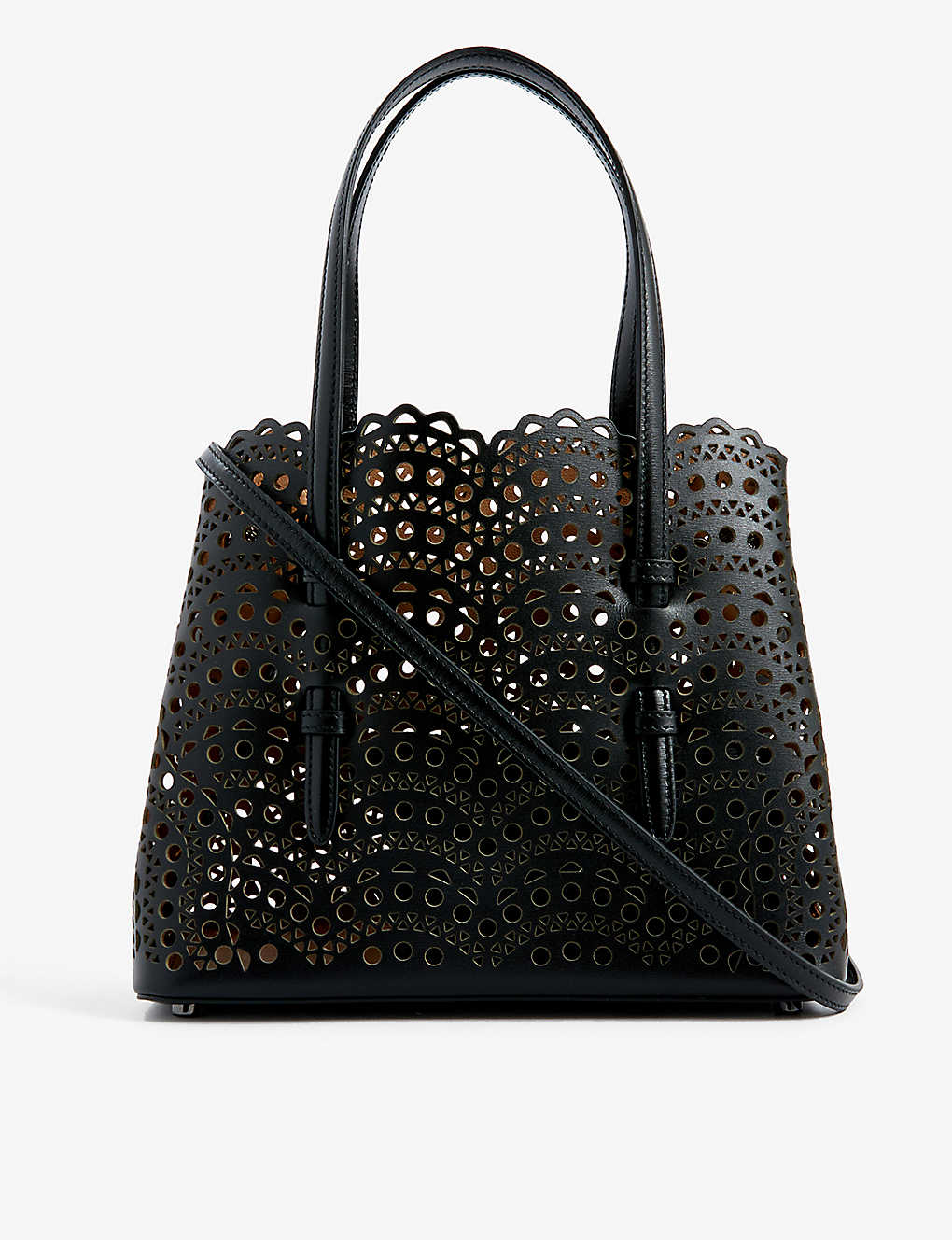 Alaïa Alaia Black Mina Wave 25 Laser-cut Leather Top-handle Bag
