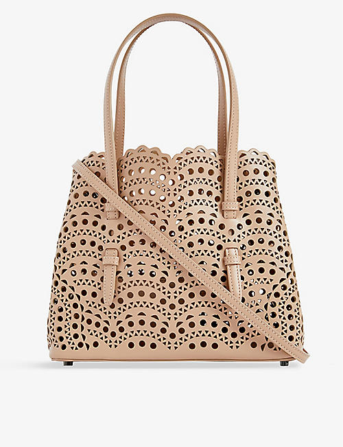 ALAIA: Mina laser-cut leather top-handle bag