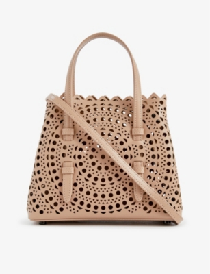 Alaïa Alaia Brown Sable Mina Mini Laser-cut Leather Top-handle Bag 1 Size In Brown