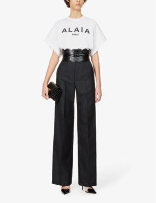 Shop Alaïa Alaia Women's Noir Corset Laser-cut Leather Belt