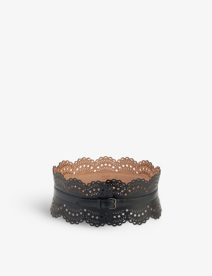 Shop Alaïa Scalloped Leather Corset Belt