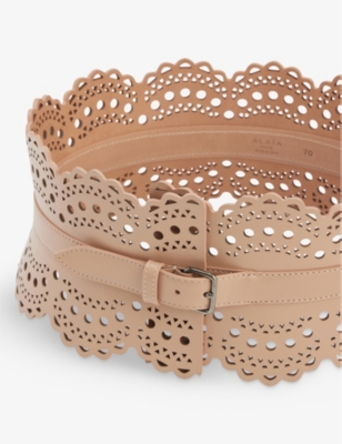 Shop Alaïa Alaia Women's Sable Corset Laser-cut Leather Belt
