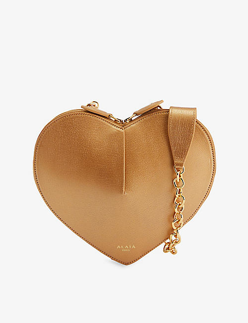 ALAIA: Le Coeur metallic leather cross-body bag
