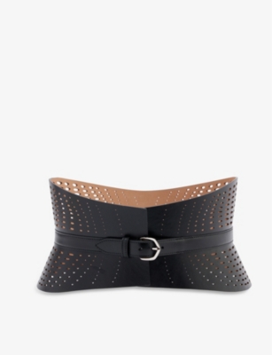 Alaïa Alaia Womens Noir Neo Bustier Cut-out Leather Belt