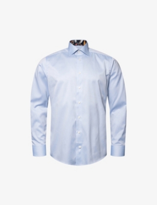 Eton Mens Light Blue Business Slim-fit Cotton-twill Shirt