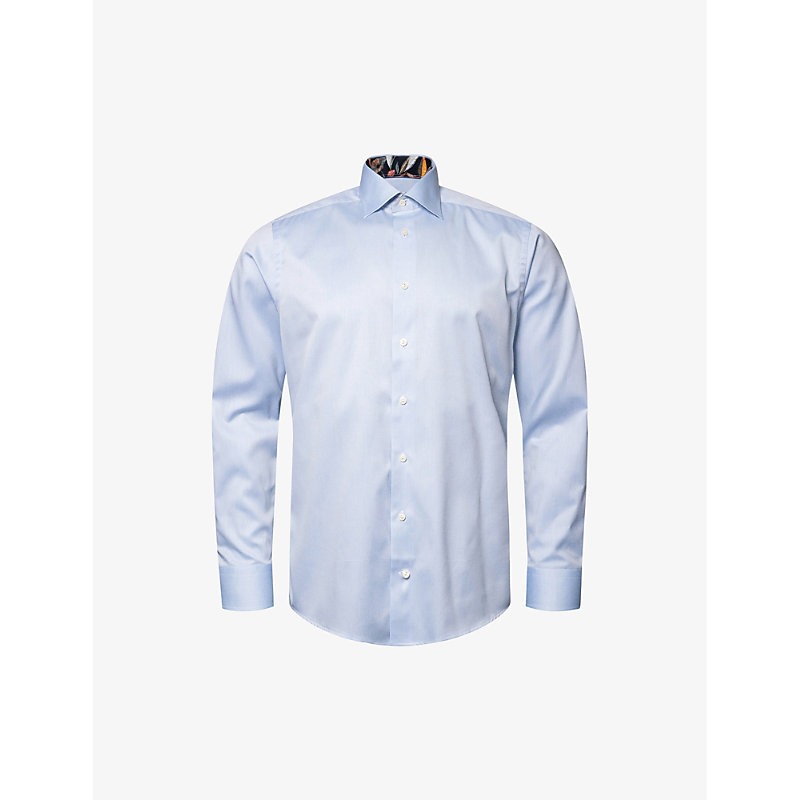 Eton Mens Light Blue Business Slim-fit Cotton-twill Shirt