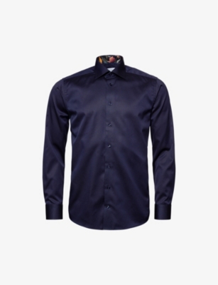 ETON ETON MEN'S NAVY BLUE BUSINESS SLIM-FIT COTTON-TWILL SHIRT,63204705