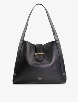Dune Dixen Slouchy Logo-embellished Faux-leather Tote Bag In Black-synthetic Recycled