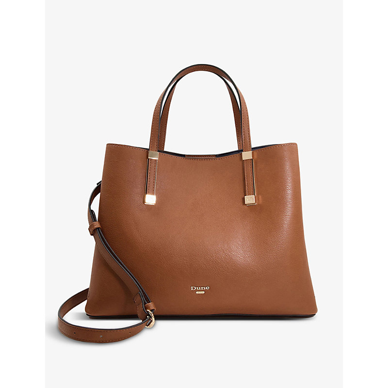 Dune Dorrie Logo-embellished Faux-leather Tote Bag In Tan-synthetic Recycled