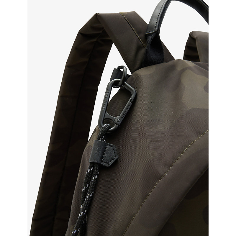 Shop Allsaints Men's Dark Camo Gree Carabiner Logo-patch Shell Backpack