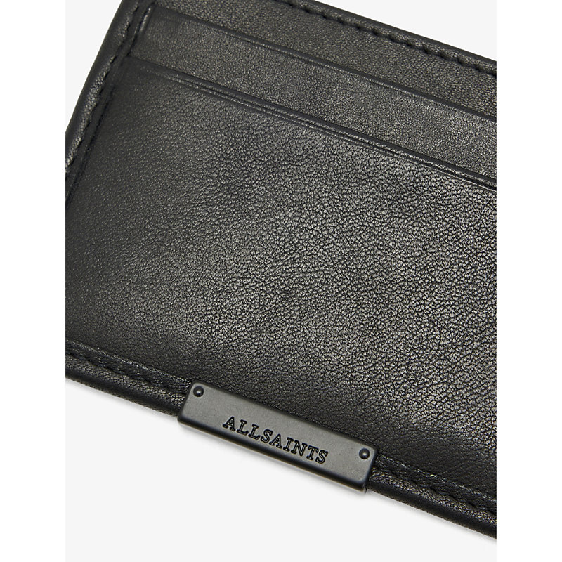 Shop Allsaints Men's Black Dove Leather Card Holder