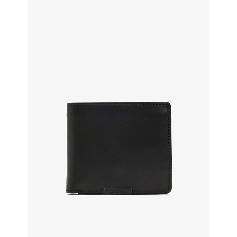 Allsaints Mens Black Blyth Leather Bi-fold Wallet