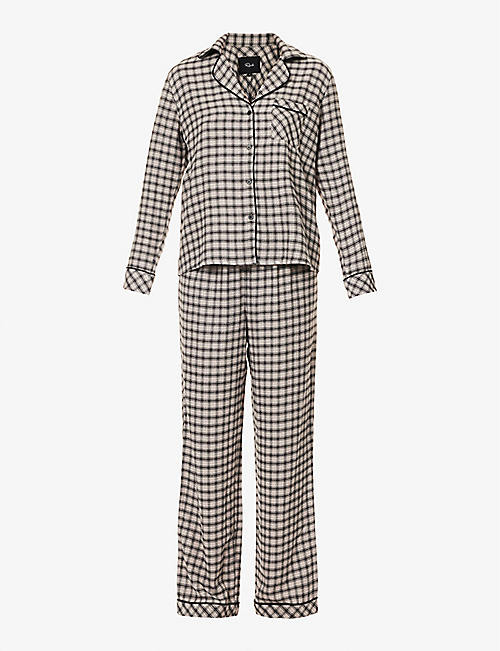 RAILS: Clara check-print woven pyjama set