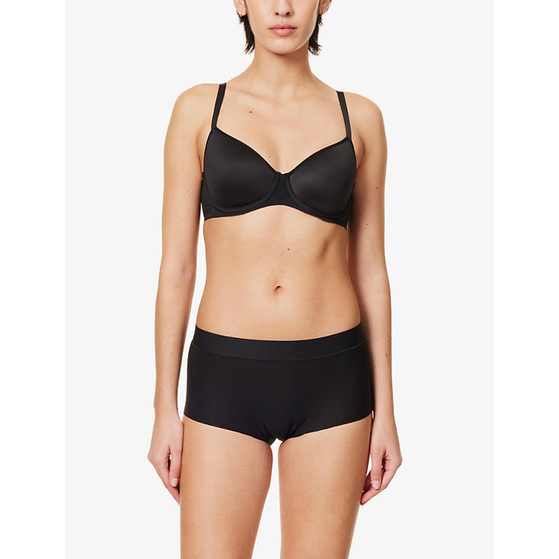 Shop Chantelle Pure Light Spacer Stretch-woven T-shirt Bra In Black