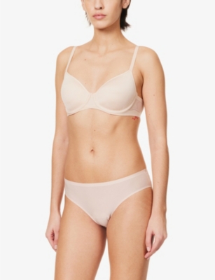 Shop Chantelle Pure Light Spacer Stretch-woven T-shirt Bra In Golden Beige