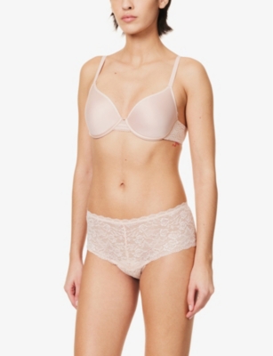Shop Chantelle Jolie Padded Stretch-lace Bra In Soft Pink