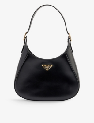 Cleo Small Leather Shoulder Bag in White - Prada