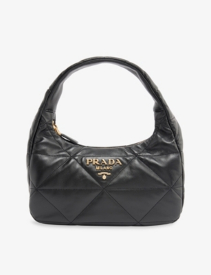 Triangle Leather Shoulder Bag in White - Prada