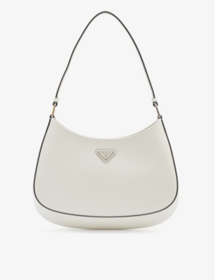 Prada Womens White Cleo Leather Shoulder Bag