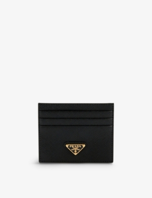 PRADA Logo-plaque leather card holder