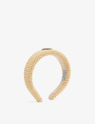 Prada Raffia Headband In Natural